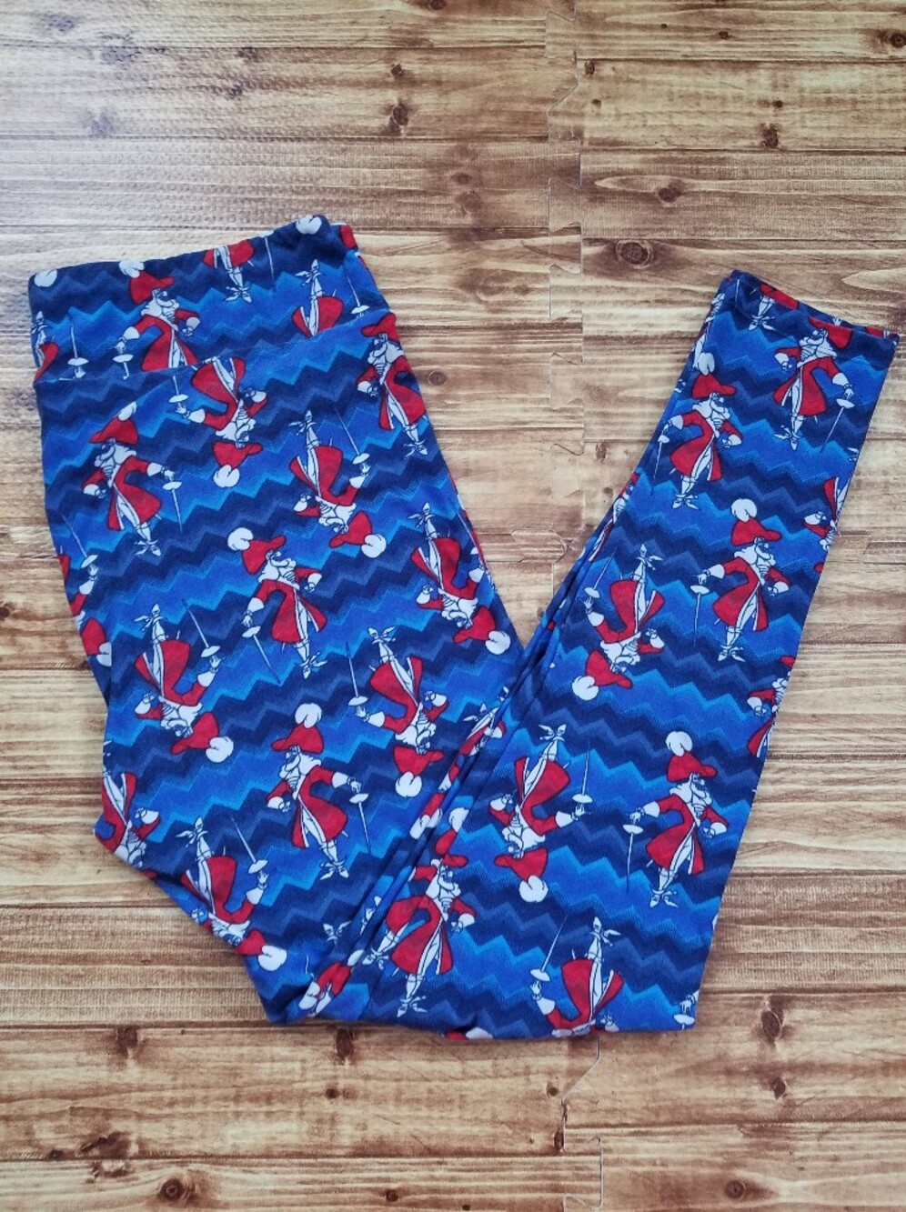 LuLaRoe Disney Villains Captain Hook Leggings TC Tall Curvy Blue 12-18
